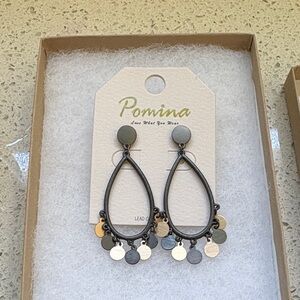 Pomina Mixed Metal Teardrop Dangle Earrings - Gray and Gold
